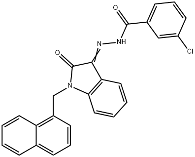 3-chloro-N-[(Z)-[1-(naphthalen-1-ylmethyl)-2-oxoindol-3-ylidene]amino]benzamide|