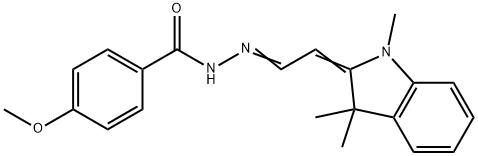 4-methoxy-N-[(E)-[(2Z)-2-(1,3,3-trimethylindol-2-ylidene)ethylidene]amino]benzamide 化学構造式