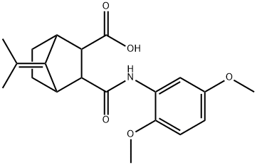 2-[(2,5-dimethoxyphenyl)carbamoyl]-7-propan-2-ylidenebicyclo[2.2.1]heptane-3-carboxylic acid Structure