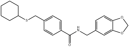 N-(1,3-benzodioxol-5-ylmethyl)-4-(cyclohexylsulfanylmethyl)benzamide Structure