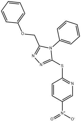 5-nitro-2-[[5-(phenoxymethyl)-4-phenyl-1,2,4-triazol-3-yl]sulfanyl]pyridine 结构式