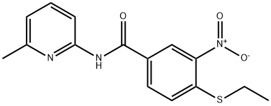 4-ethylsulfanyl-N-(6-methylpyridin-2-yl)-3-nitrobenzamide 结构式