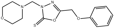 3-(morpholin-4-ylmethyl)-5-(phenoxymethyl)-1,3,4-oxadiazole-2-thione 化学構造式