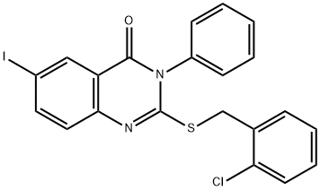 2-[(2-chlorophenyl)methylsulfanyl]-6-iodo-3-phenylquinazolin-4-one Structure