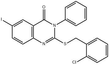 2-[(2-chlorophenyl)methylsulfanyl]-6-iodo-3-phenylquinazolin-4-one,345992-17-8,结构式