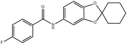 4-fluoro-N-spiro[1,3-benzodioxole-2,1'-cyclohexane]-5-ylbenzamide Struktur