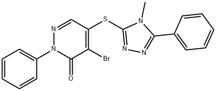 4-bromo-5-[(4-methyl-5-phenyl-1,2,4-triazol-3-yl)sulfanyl]-2-phenylpyridazin-3-one,346596-90-5,结构式