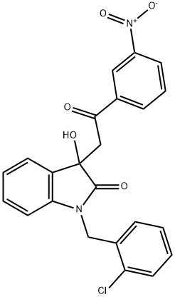 1-[(2-chlorophenyl)methyl]-3-hydroxy-3-[2-(3-nitrophenyl)-2-oxoethyl]indol-2-one 结构式
