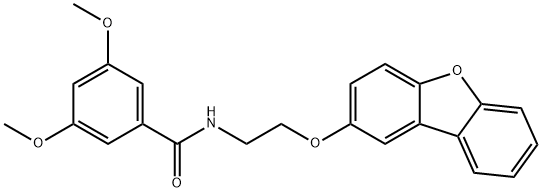 N-(2-dibenzofuran-2-yloxyethyl)-3,5-dimethoxybenzamide 化学構造式