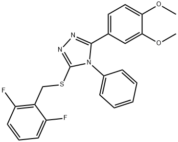 3-[(2,6-difluorophenyl)methylsulfanyl]-5-(3,4-dimethoxyphenyl)-4-phenyl-1,2,4-triazole Struktur