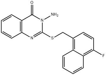 3-amino-2-[(4-fluoronaphthalen-1-yl)methylsulfanyl]quinazolin-4-one 化学構造式