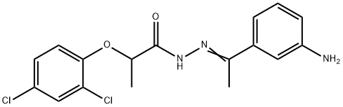 N-[(E)-1-(3-aminophenyl)ethylideneamino]-2-(2,4-dichlorophenoxy)propanamide 化学構造式