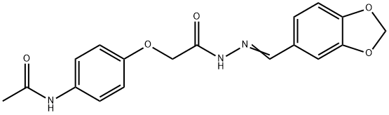 2-(4-acetamidophenoxy)-N-[(E)-1,3-benzodioxol-5-ylmethylideneamino]acetamide,347894-11-5,结构式