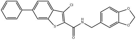 N-(1,3-benzodioxol-5-ylmethyl)-3-chloro-6-phenyl-1-benzothiophene-2-carboxamide Structure