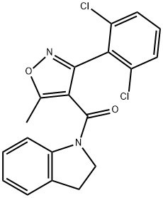 [3-(2,6-dichlorophenyl)-5-methyl-1,2-oxazol-4-yl]-(2,3-dihydroindol-1-yl)methanone,349131-40-4,结构式