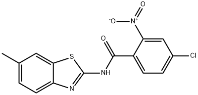 4-chloro-N-(6-methyl-1,3-benzothiazol-2-yl)-2-nitrobenzamide 结构式