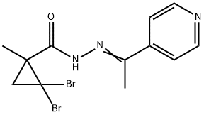2,2-dibromo-1-methyl-N-[(E)-1-pyridin-4-ylethylideneamino]cyclopropane-1-carboxamide 结构式
