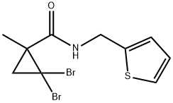 2,2-dibromo-1-methyl-N-(thiophen-2-ylmethyl)cyclopropane-1-carboxamide 化学構造式