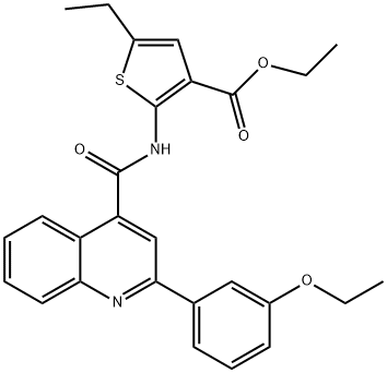 ethyl 2-[[2-(3-ethoxyphenyl)quinoline-4-carbonyl]amino]-5-ethylthiophene-3-carboxylate 化学構造式