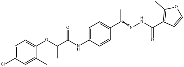 N-[(E)-1-[4-[2-(4-chloro-2-methylphenoxy)propanoylamino]phenyl]ethylideneamino]-2-methylfuran-3-carboxamide 结构式