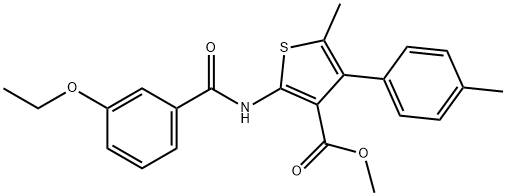 methyl 2-[(3-ethoxybenzoyl)amino]-5-methyl-4-(4-methylphenyl)thiophene-3-carboxylate 化学構造式