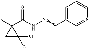 2,2-dichloro-1-methyl-N-[(E)-pyridin-3-ylmethylideneamino]cyclopropane-1-carboxamide 化学構造式