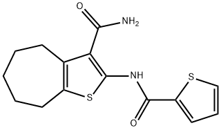 2-(thiophene-2-carbonylamino)-5,6,7,8-tetrahydro-4H-cyclohepta[b]thiophene-3-carboxamide Struktur