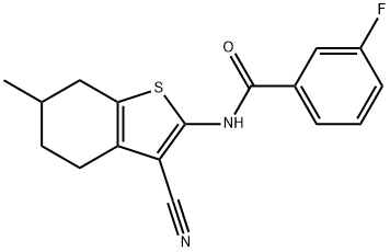 N-(3-cyano-6-methyl-4,5,6,7-tetrahydro-1-benzothiophen-2-yl)-3-fluorobenzamide Struktur