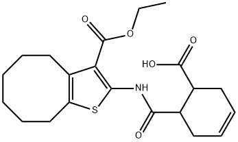 6-[(3-ethoxycarbonyl-4,5,6,7,8,9-hexahydrocycloocta[b]thiophen-2-yl)carbamoyl]cyclohex-3-ene-1-carboxylic acid Struktur