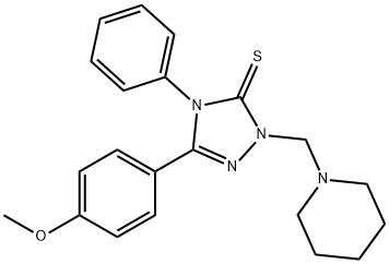 5-(4-methoxyphenyl)-4-phenyl-2-(piperidin-1-ylmethyl)-1,2,4-triazole-3-thione 结构式