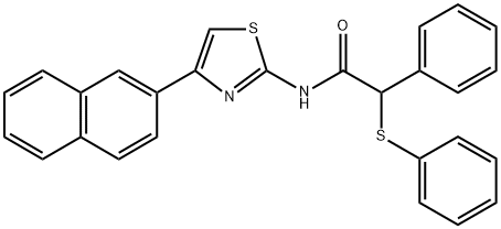 N-(4-naphthalen-2-yl-1,3-thiazol-2-yl)-2-phenyl-2-phenylsulfanylacetamide 化学構造式