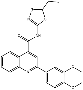 2-(3,4-dimethoxyphenyl)-N-(5-ethyl-1,3,4-thiadiazol-2-yl)quinoline-4-carboxamide 结构式