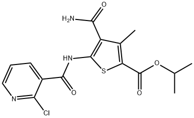 propan-2-yl 4-carbamoyl-5-[(2-chloropyridine-3-carbonyl)amino]-3-methylthiophene-2-carboxylate Structure