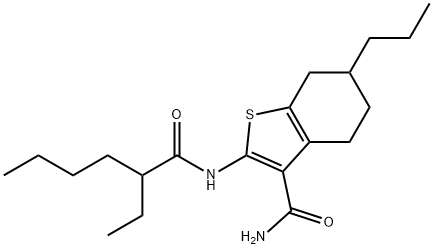 2-(2-ethylhexanoylamino)-6-propyl-4,5,6,7-tetrahydro-1-benzothiophene-3-carboxamide 结构式