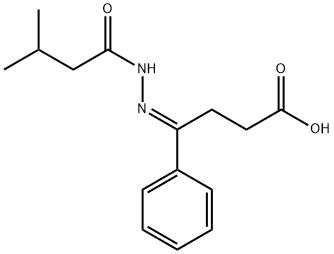 (4E)-4-(3-methylbutanoylhydrazinylidene)-4-phenylbutanoic acid 化学構造式