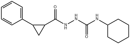 1-cyclohexyl-3-[(2-phenylcyclopropanecarbonyl)amino]urea Struktur