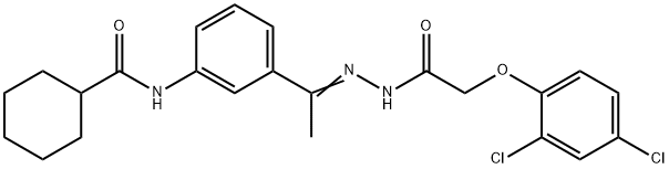 N-[3-[(Z)-N-[[2-(2,4-dichlorophenoxy)acetyl]amino]-C-methylcarbonimidoyl]phenyl]cyclohexanecarboxamide Structure