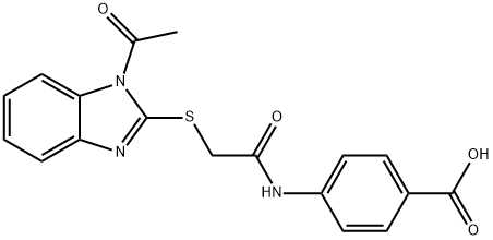 4-[[2-(1-acetylbenzimidazol-2-yl)sulfanylacetyl]amino]benzoic acid,356588-38-0,结构式