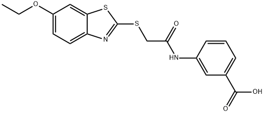 3-[[2-[(6-ethoxy-1,3-benzothiazol-2-yl)sulfanyl]acetyl]amino]benzoic acid Structure