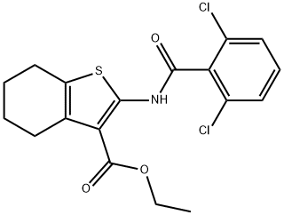 ethyl 2-[(2,6-dichlorobenzoyl)amino]-4,5,6,7-tetrahydro-1-benzothiophene-3-carboxylate 结构式