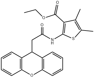 ethyl 4,5-dimethyl-2-[[2-(9H-xanthen-9-yl)acetyl]amino]thiophene-3-carboxylate Struktur