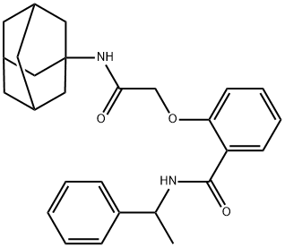 2-[2-(1-adamantylamino)-2-oxoethoxy]-N-(1-phenylethyl)benzamide Struktur