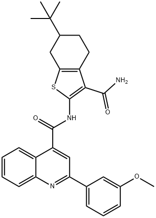 N-(6-tert-butyl-3-carbamoyl-4,5,6,7-tetrahydro-1-benzothiophen-2-yl)-2-(3-methoxyphenyl)quinoline-4-carboxamide Structure