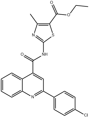 ethyl 2-[[2-(4-chlorophenyl)quinoline-4-carbonyl]amino]-4-methyl-1,3-thiazole-5-carboxylate Structure