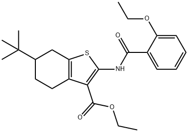 ethyl 6-tert-butyl-2-[(2-ethoxybenzoyl)amino]-4,5,6,7-tetrahydro-1-benzothiophene-3-carboxylate 化学構造式