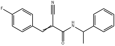 (E)-2-cyano-3-(4-fluorophenyl)-N-(1-phenylethyl)prop-2-enamide 化学構造式