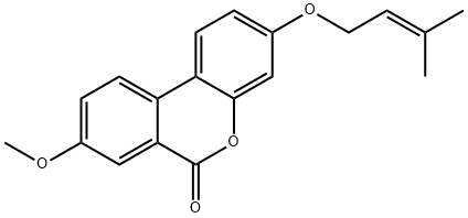 8-methoxy-3-(3-methylbut-2-enoxy)benzo[c]chromen-6-one 化学構造式