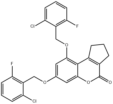 7,9-bis[(2-chloro-6-fluorophenyl)methoxy]-2,3-dihydro-1H-cyclopenta[c]chromen-4-one 结构式