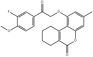 1-[2-(3-fluoro-4-methoxyphenyl)-2-oxoethoxy]-3-methyl-7,8,9,10-tetrahydrobenzo[c]chromen-6-one 化学構造式