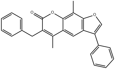 6-benzyl-5,9-dimethyl-3-phenylfuro[3,2-g]chromen-7-one Structure